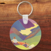 Klassieke familievakantie, picknick in de bergen sleutelhanger (Voorkant)