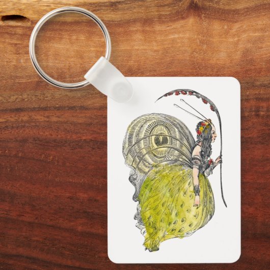 Klassieke fantasie vlinderfee met vleugels sleutelhanger (Voorkant)