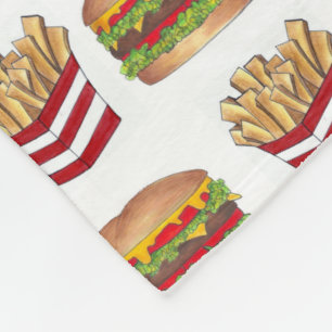Klassieke Fast Food Pairing Burger and French Frie Fleece Deken