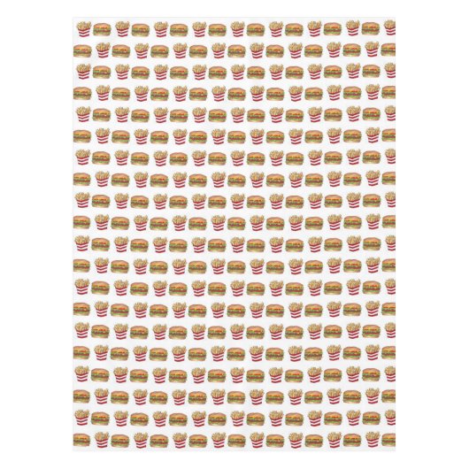 Klassieke Fast Food Pairing Burger and French Frie Tafelkleed (Voorkant)