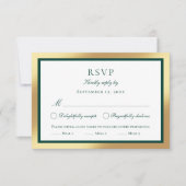 Klassieke Faux Gold Emerald Groene Maaltijd Keuze  RSVP Kaartje (Voorkant)