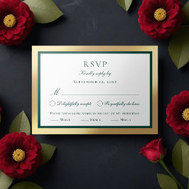 Klassieke Faux Gold Emerald Groene Maaltijd Keuze  RSVP Kaartje