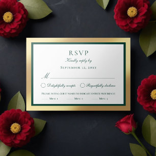 Klassieke Faux Gold Emerald Groene Maaltijd Keuze RSVP Kaartje