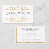 Klassieke Faux Gold Foil Elegant Swirls White Visitekaartje (Voorkant / Achterkant)