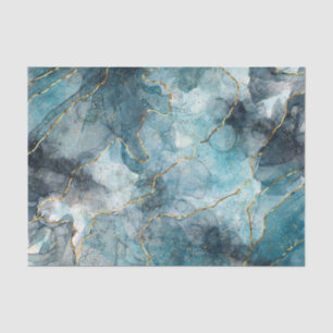 Klassieke Faux Marble Blue/Gold-decoupage Tissuepapier