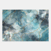Klassieke Faux Marble Blue/Gold Inpakpapier Vel (Voorkant)