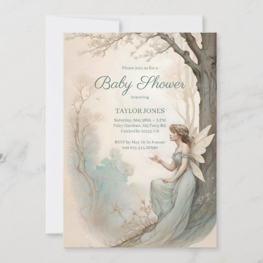 Klassieke fee baby shower kaart (Voorkant)