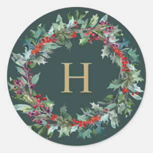 Klassieke feestdag grote monogram-stickers ronde sticker
