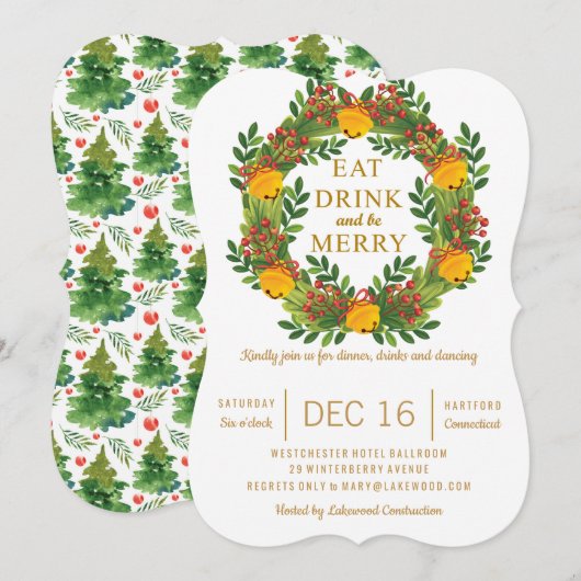 Klassieke feestdag met kerstboom kaart (Voorkant / Achterkant)