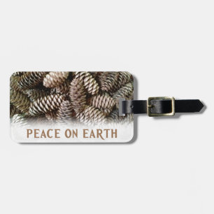 Klassieke feestdag Pine Kone Peace on Earth Bagagelabel