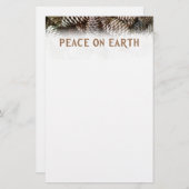 Klassieke feestdag Pine Kone Peace on Earth Briefpapier (Voorkant / Achterkant)