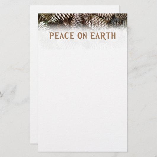 Klassieke feestdag Pine Kone Peace on Earth Briefpapier (Voorkant / Achterkant)