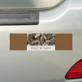 Klassieke feestdag Pine Kone Peace on Earth Bumpersticker (Op auto)
