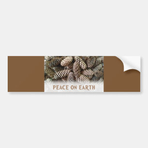 Klassieke feestdag Pine Kone Peace on Earth Bumpersticker