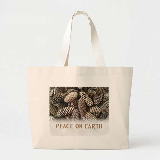 Klassieke feestdag Pine Kone Peace on Earth Grote Tote Bag (Voorkant)
