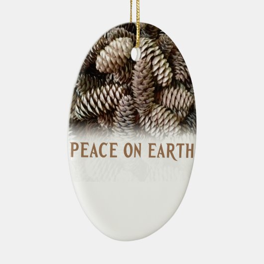 Klassieke feestdag Pine Kone Peace on Earth Keramisch Ornament (Rechts)