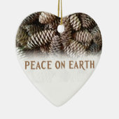 Klassieke feestdag Pine Kone Peace on Earth Keramisch Ornament (Rechts)