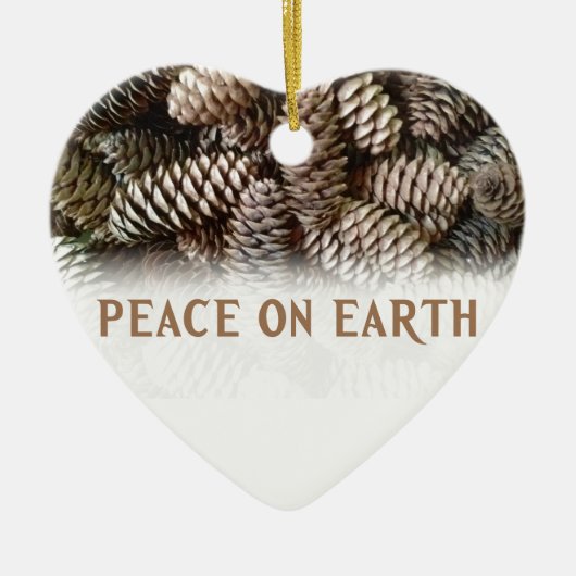 Klassieke feestdag Pine Kone Peace on Earth Keramisch Ornament (Voorkant)