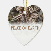 Klassieke feestdag Pine Kone Peace on Earth Keramisch Ornament (Links)
