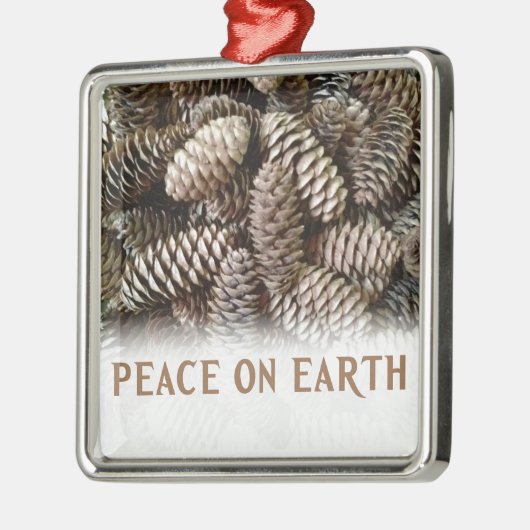 Klassieke feestdag Pine Kone Peace on Earth Metalen Ornament (Links)