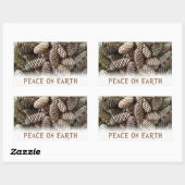 Klassieke feestdag Pine Kone Peace on Earth Rechthoekige Sticker (Vel)