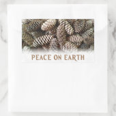 Klassieke feestdag Pine Kone Peace on Earth Rechthoekige Sticker (Tas)