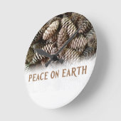 Klassieke feestdag Pine Kone Peace on Earth Ronde Klok (Hoek)