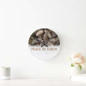 Klassieke feestdag Pine Kone Peace on Earth Ronde Klok (Huis)