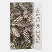 Klassieke feestdag Pine Kone Peace on Earth Theedoek (Verticaal)
