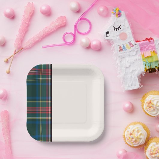 Klassieke feestdag Tartan Festive Two Tone Pape Papieren Bordje (Feest)