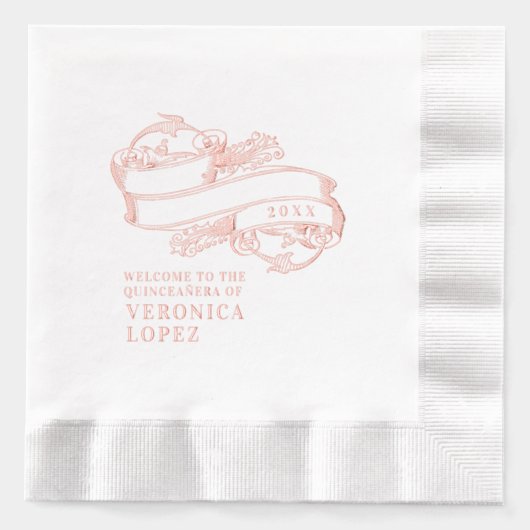 Klassieke feestelijke elegante Quinceanera 15e par Folie Servetten (Voorkant)