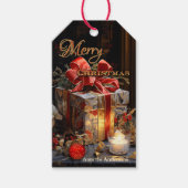 Klassieke Feestelijke Kaars Licht Vrolijk Kerstfee Cadeaulabel (Voorkant)