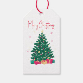 Klassieke feestelijke kerstcadeaus & kerstboom cadeaulabel