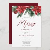 Klassieke feestelijke Rode Floral kerstfeest Kaart (Voorkant / Achterkant)