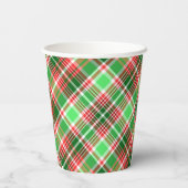 Klassieke feestelijke rood groen geplakt kerstfees papieren bekers (Achterkant)