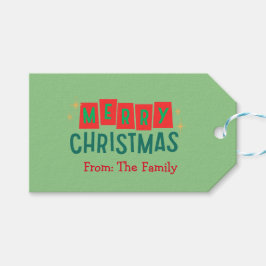 Klassieke Feestelijke Rood & Groen Vrolijk Kerstfe Cadeaulabel