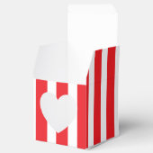 Klassieke felrode en wit gestreepte hartvorm 2x2x2 bedankdoosjes (Geopend)