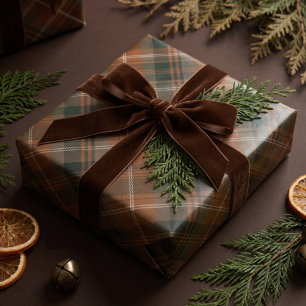 Klassieke Festive Bruine Groene Kerst Tartan Plaid Cadeaupapier