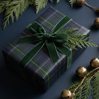 Klassieke Festive Navy Groen Kerstmis Tartan Plaid Cadeaupapier