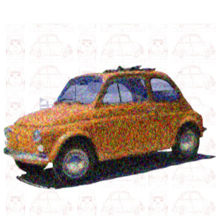 Klassieke Fiat 500 in blauw T-shirt