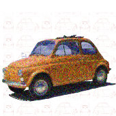 Klassieke Fiat 500 in blauw T-shirt