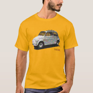 Klassieke Fiat 500 in wit op goud T-shirt