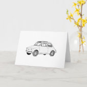 Klassieke fiat 500 zwarte en witte potloodschets kaart (Gele Bloem)
