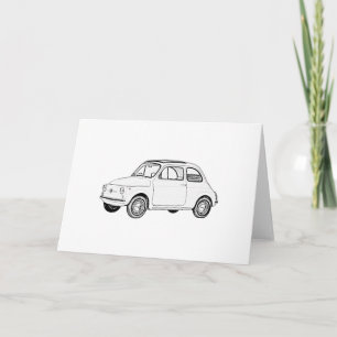 Klassieke fiat 500 zwarte en witte potloodschets kaart