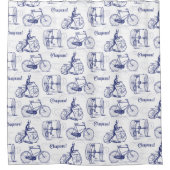 Klassieke fietsen  Frans fietsenblauw Douchegordijn (Voorkant)