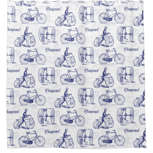 Klassieke fietsen  Frans fietsenblauw Douchegordijn (Voorkant)
