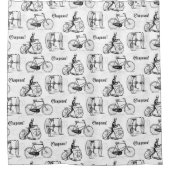 Klassieke fietsen  Frans fietspatroon Douchegordijn (Voorkant)