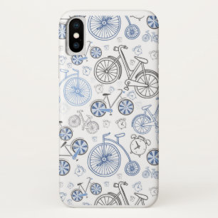 Klassieke fietsen met klokken blauw grijs patroon Case-Mate iPhone case