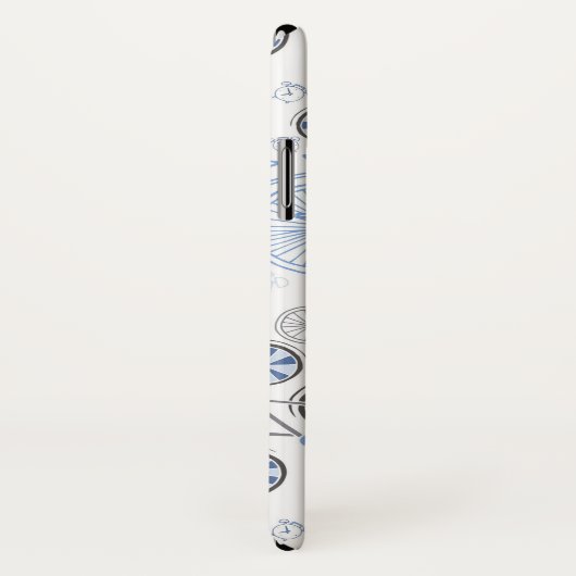 Klassieke fietsen met klokken blauw grijs patroon Case-Mate iPhone case (Achterkant / rechts)