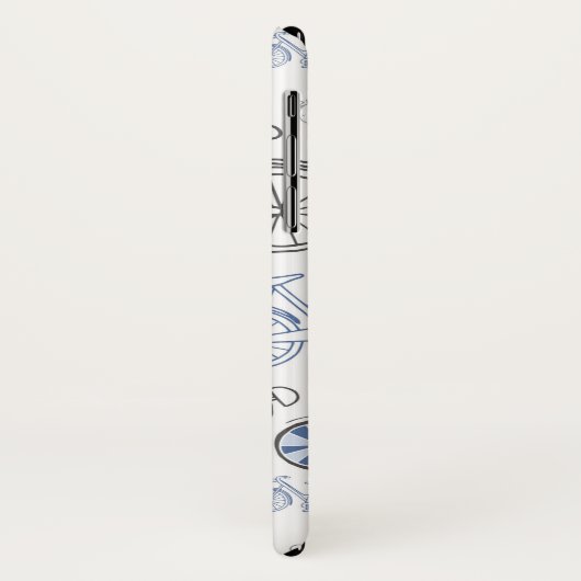 Klassieke fietsen met klokken blauw grijs patroon Case-Mate iPhone case (Achterkant/links)